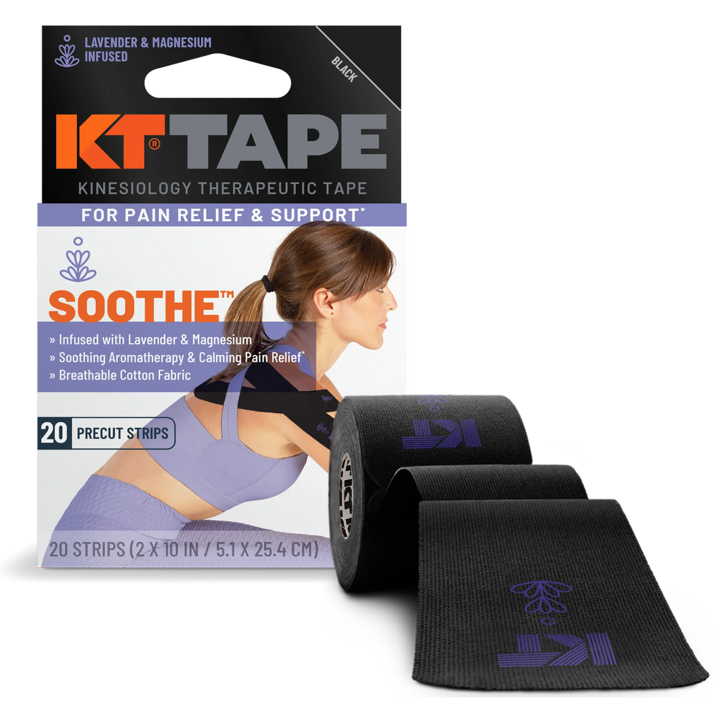 KT Tape Soothe kinesiology tape in Black – 20 precut strips for muscle relaxation and pain relief#color_black/lavender