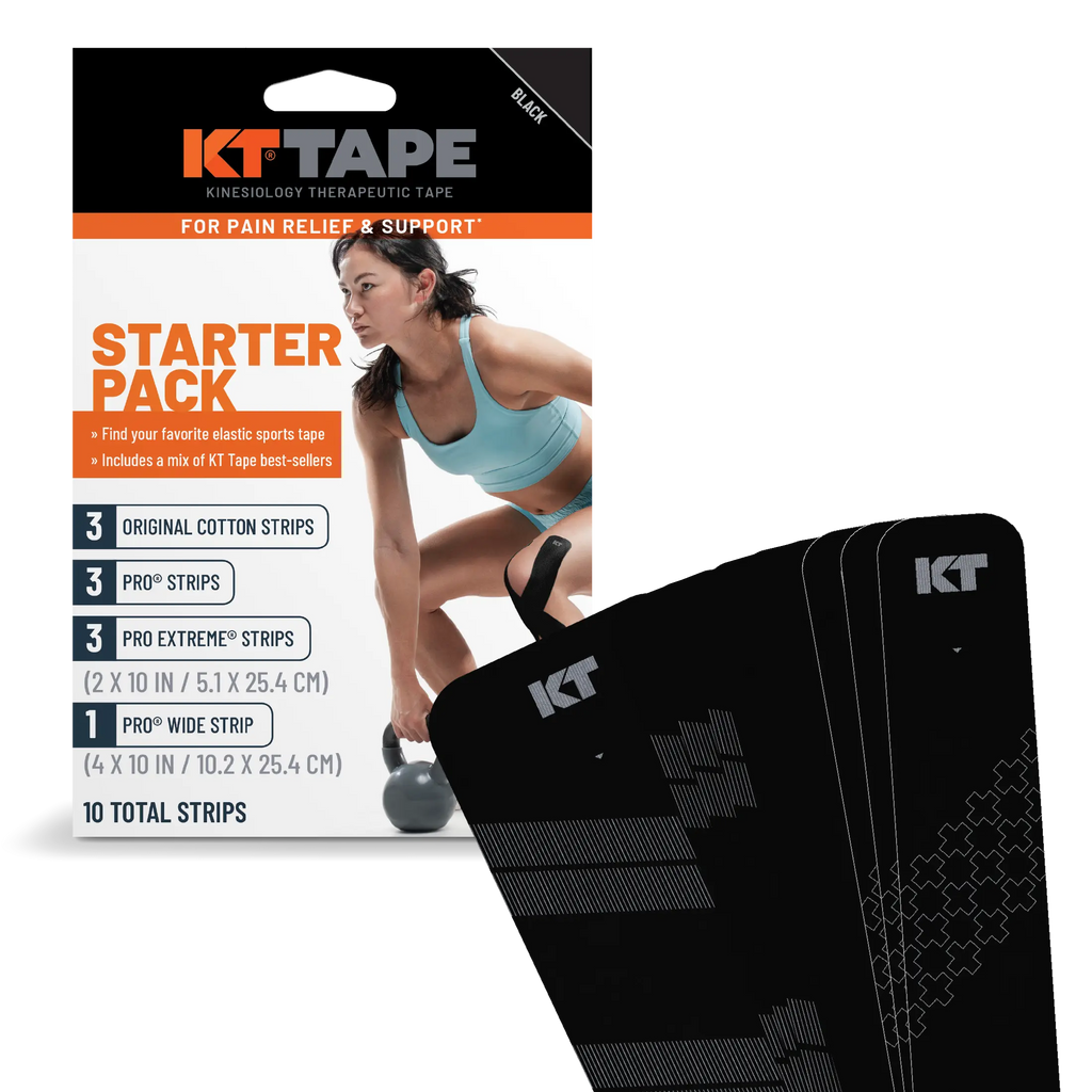 KT Tape Starter Pack kinesiology tape kit in Black – starter set with precut strips for muscle and joint support#color_black