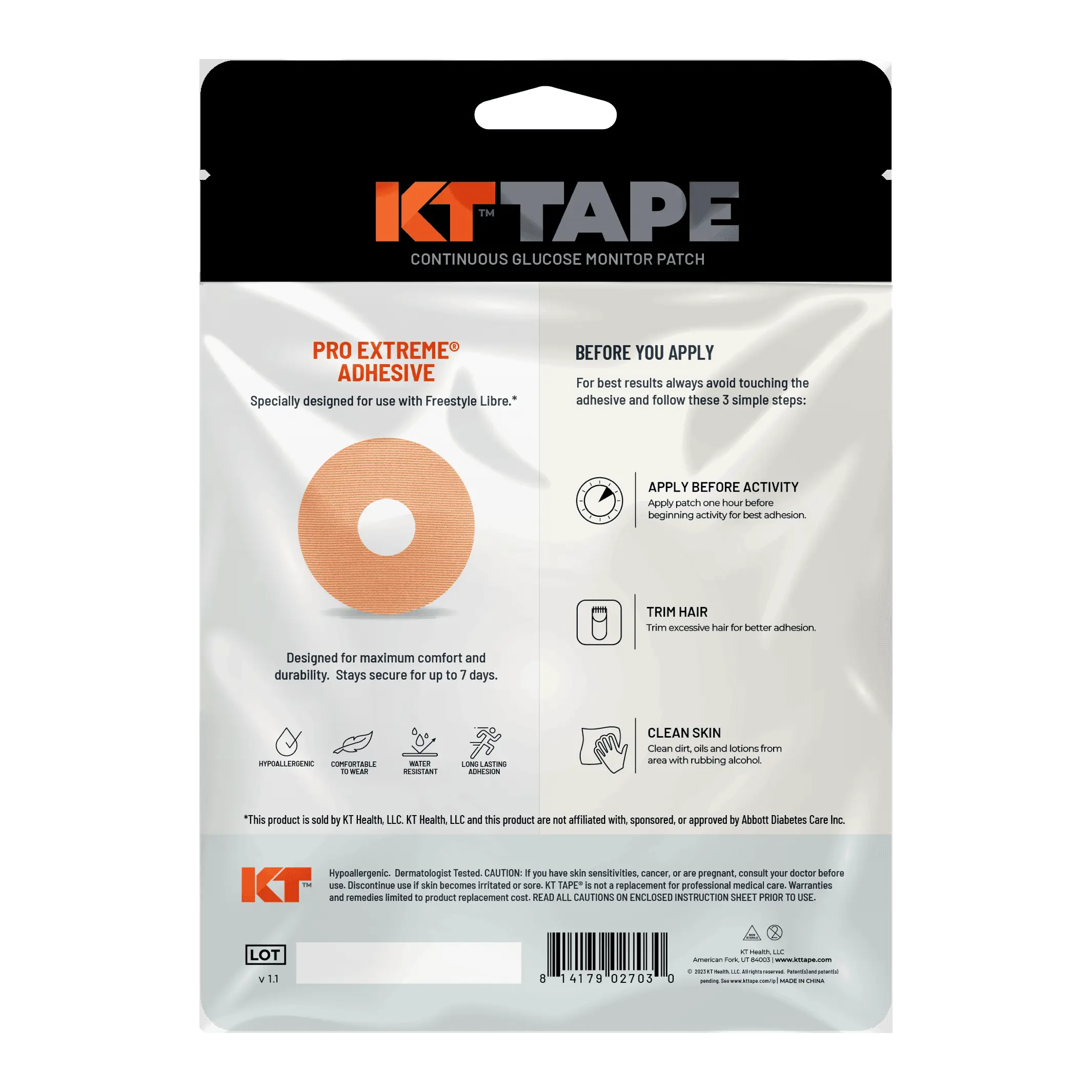 KT Tape CGM Patch adhesive patch for continuous glucose monitor protection and secure wear