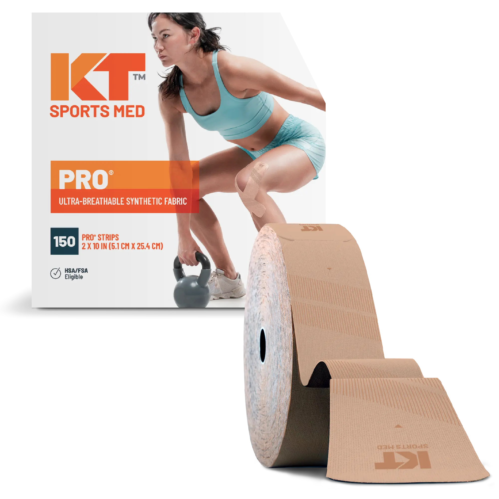 KT Tape Pro synthetic water-resistant kinesiology tape in Stealth Beige – 150 precut 10 inch strips for muscle and joint support#color_stealth-beige