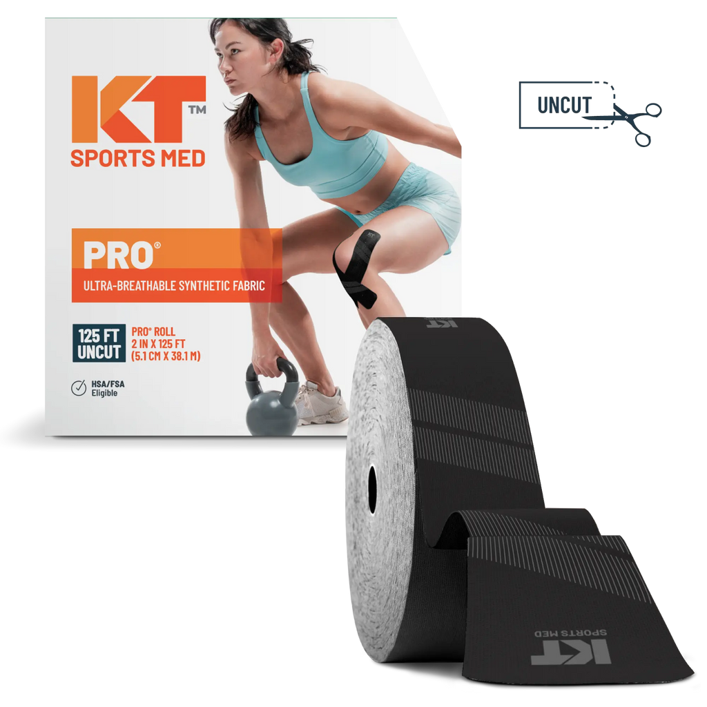 KT Tape Pro synthetic water-resistant kinesiology tape in Jet Black – 125 ft uncut roll for custom muscle and joint support#color_jet-black