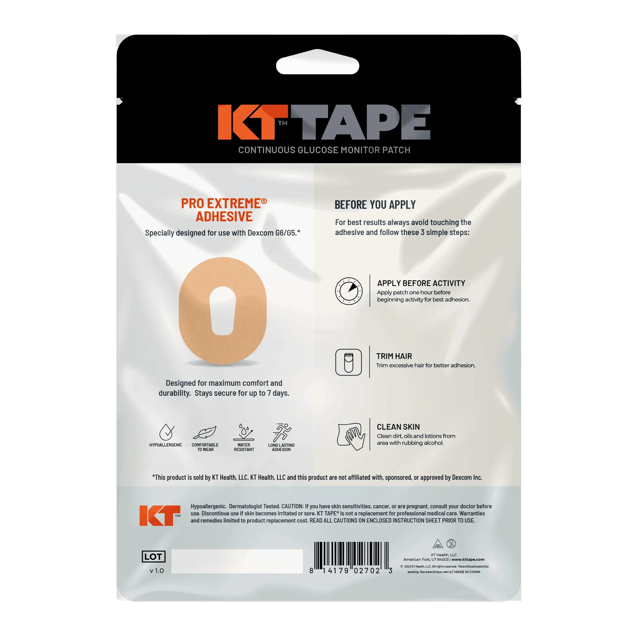 KT Tape CGM Patch adhesive patch for continuous glucose monitor protection and secure wear