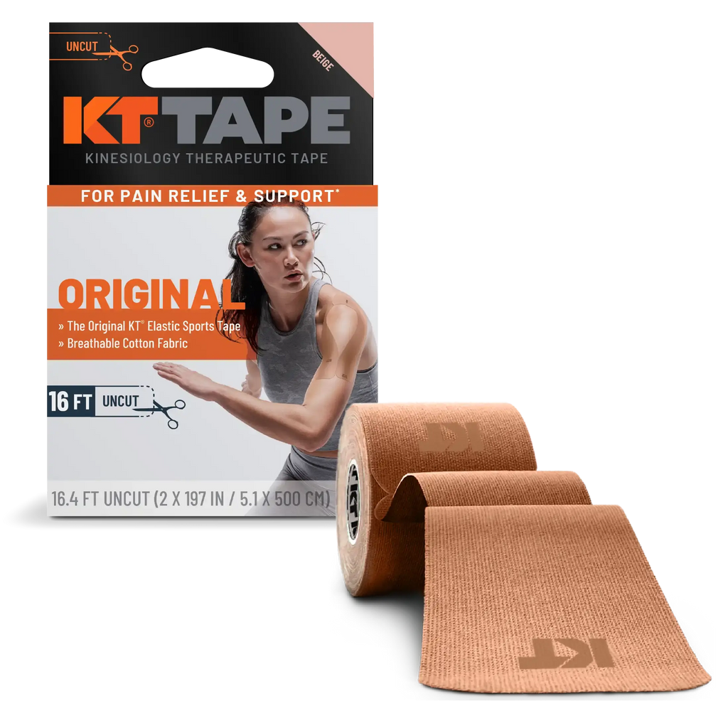 KT Tape Original Cotton kinesiology tape in Beige – 16 ft uncut roll for gentle joint and muscle support#color_beige