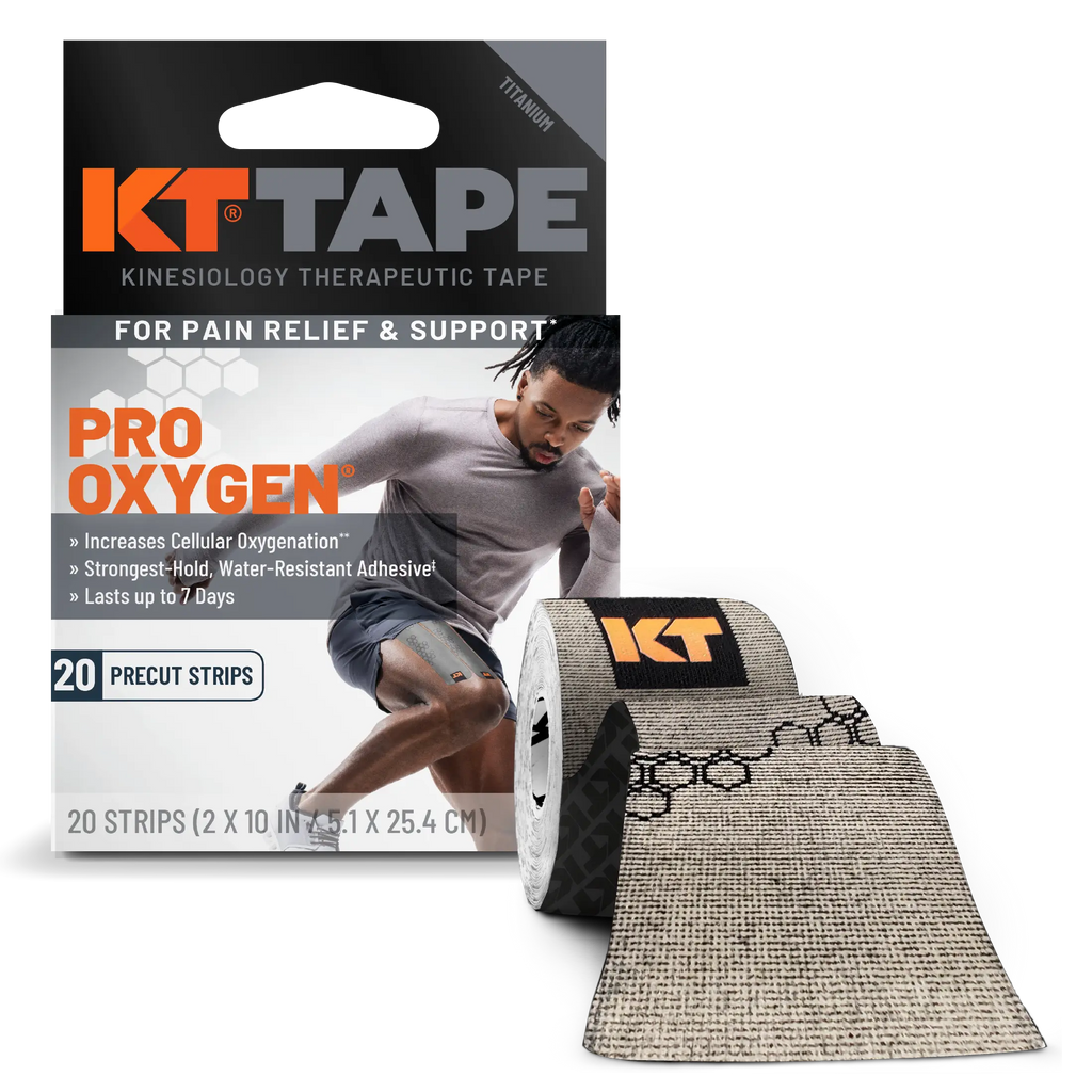 KT Tape Pro Oxygen kinesiology tape in Titanium – 20 precut strips for breathable muscle support and pain relief#color_titanium
