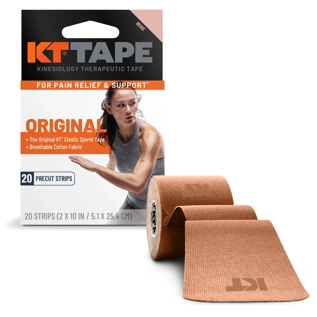 KT Tape Original Cotton kinesiology tape in Beige - 20 precut strips for joint and muscle support#color_beige