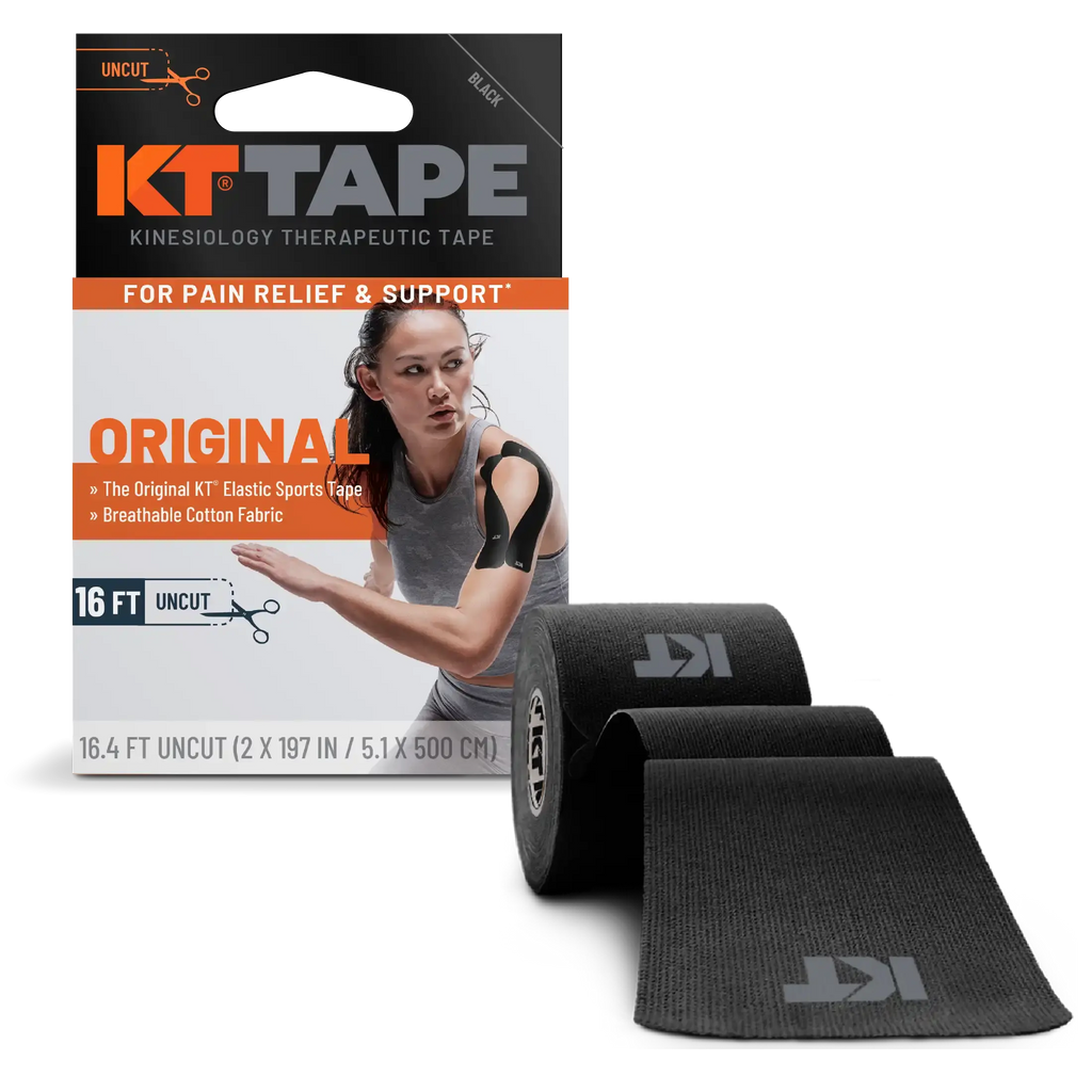 KT Tape Original Cotton kinesiology tape in Black – 16 ft uncut roll for gentle joint and muscle support#color_black