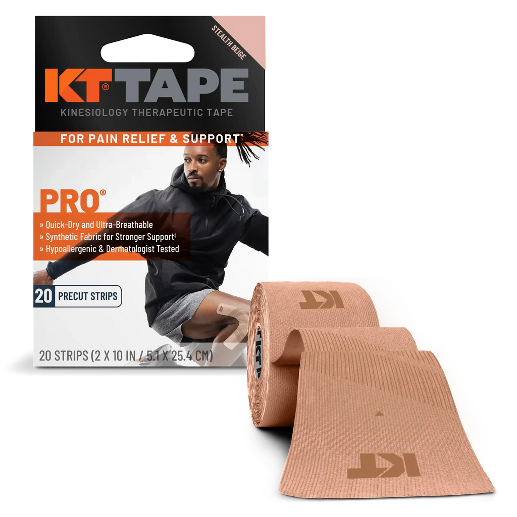 KT Tape Pro water-resistant synthetic kinesiology tape in Stealth Beige - 20 precut strips for muscle support and pain relief#color_stealth-beige