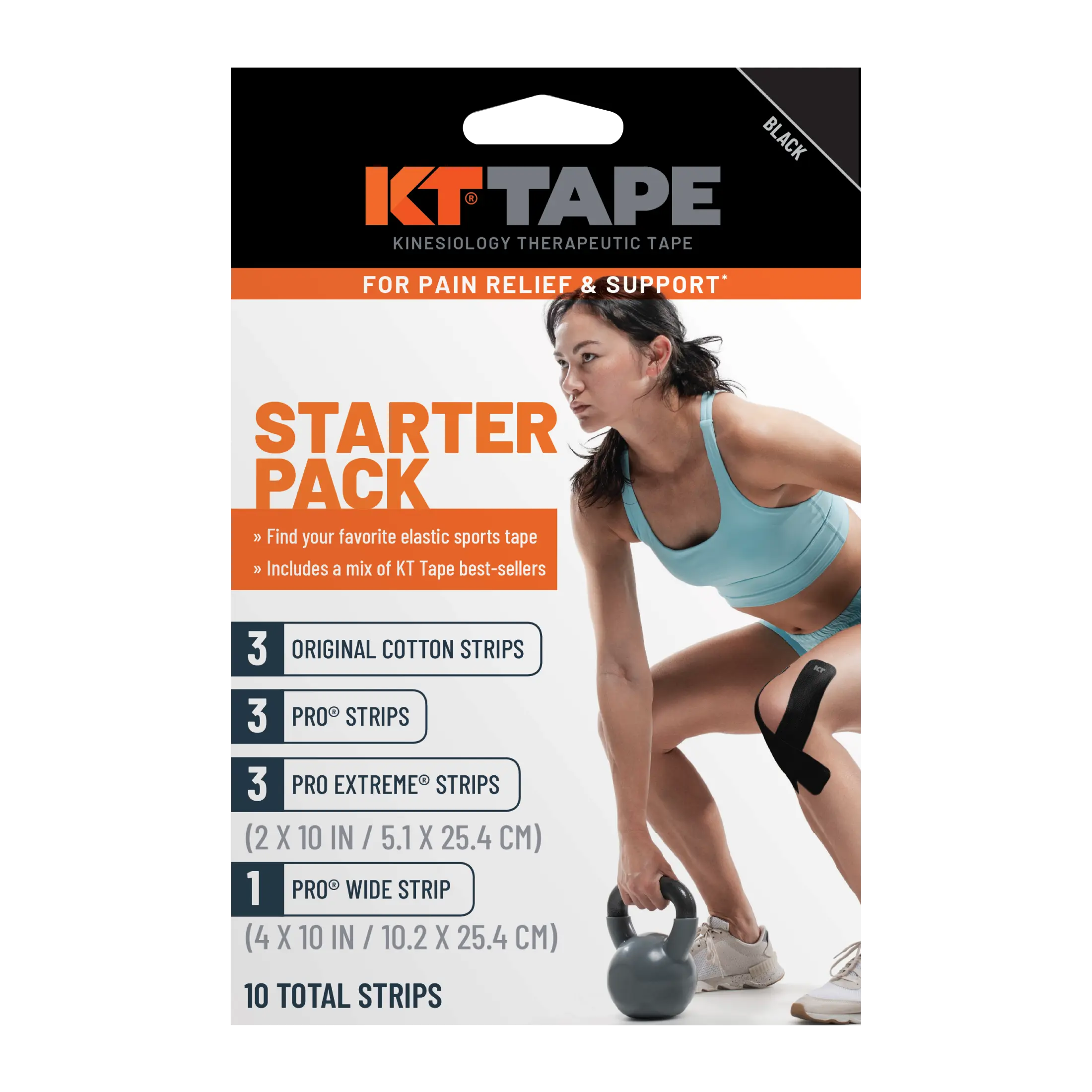 KT Tape Starter Pack kinesiology tape kit in – starter set with precut strips for muscle and joint support