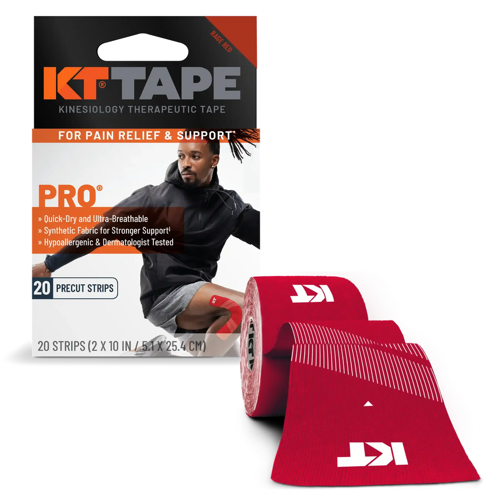 KT Tape Pro water-resistant synthetic kinesiology tape in Rage Red - 20 precut strips for muscle support and pain relief#color_rage-red
