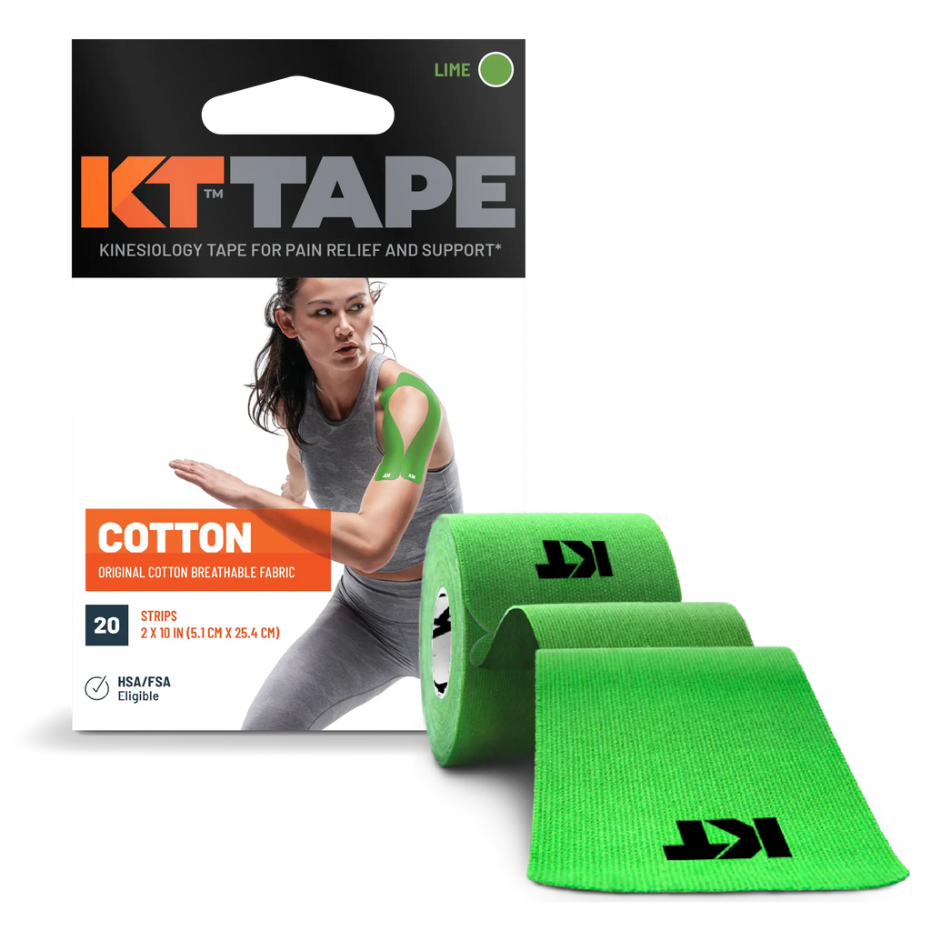KT Tape Original Cotton kinesiology tape in Lime - 20 precut strips for joint and muscle support#color_lime