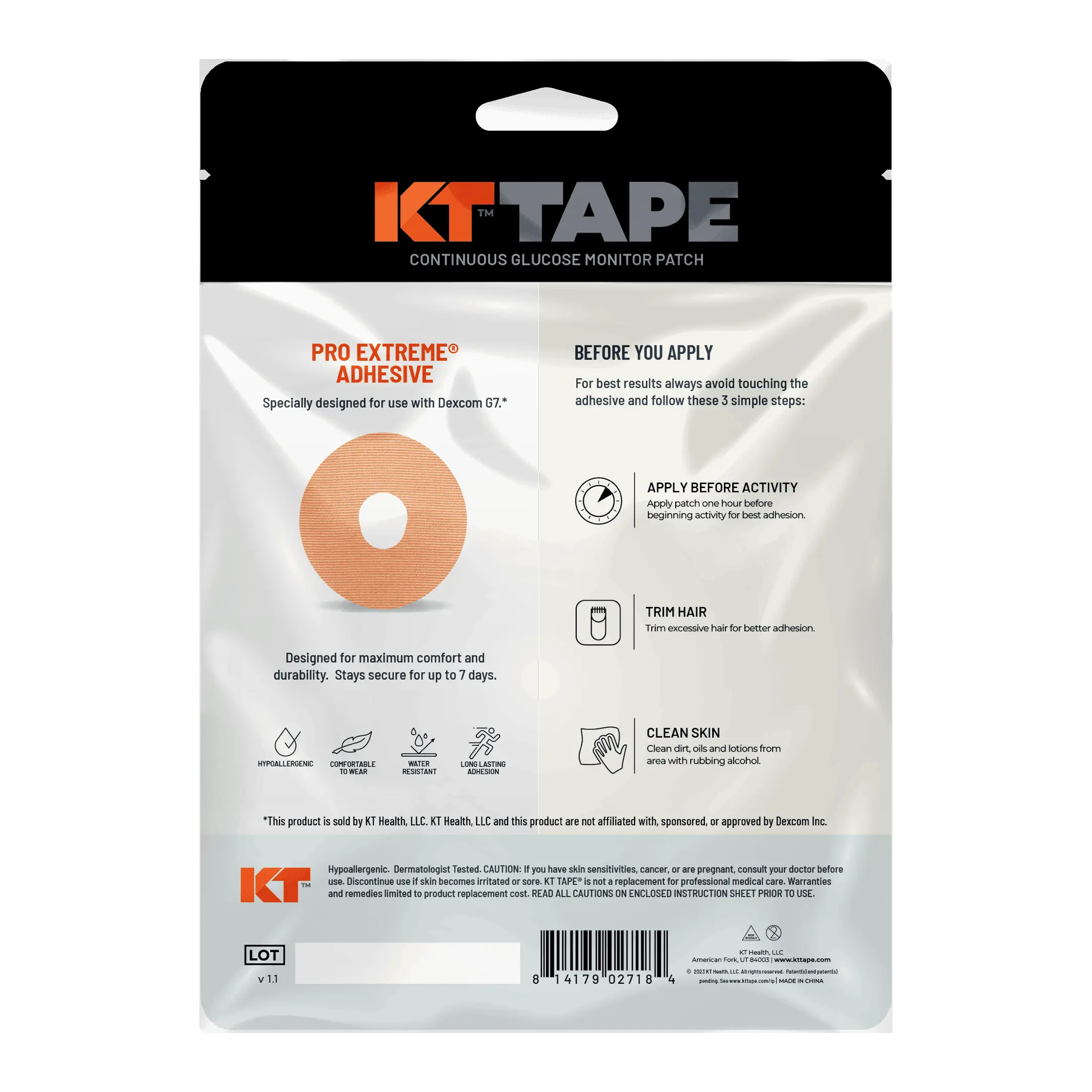 KT Tape CGM Patch adhesive patch for continuous glucose monitor protection and secure wear