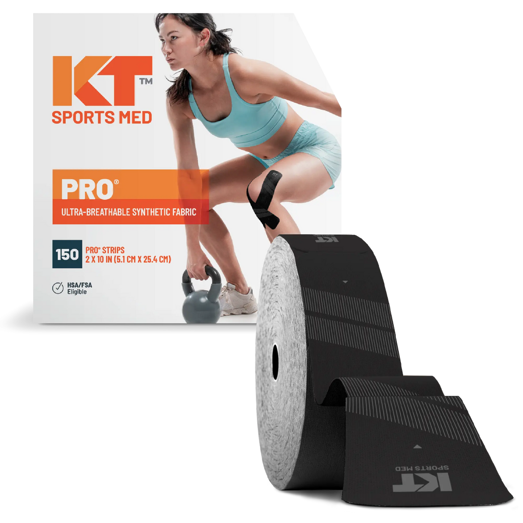 KT Tape Pro synthetic water-resistant kinesiology tape in Jet Black – 150 precut 10 inch strips for muscle and joint support#color_jet-black