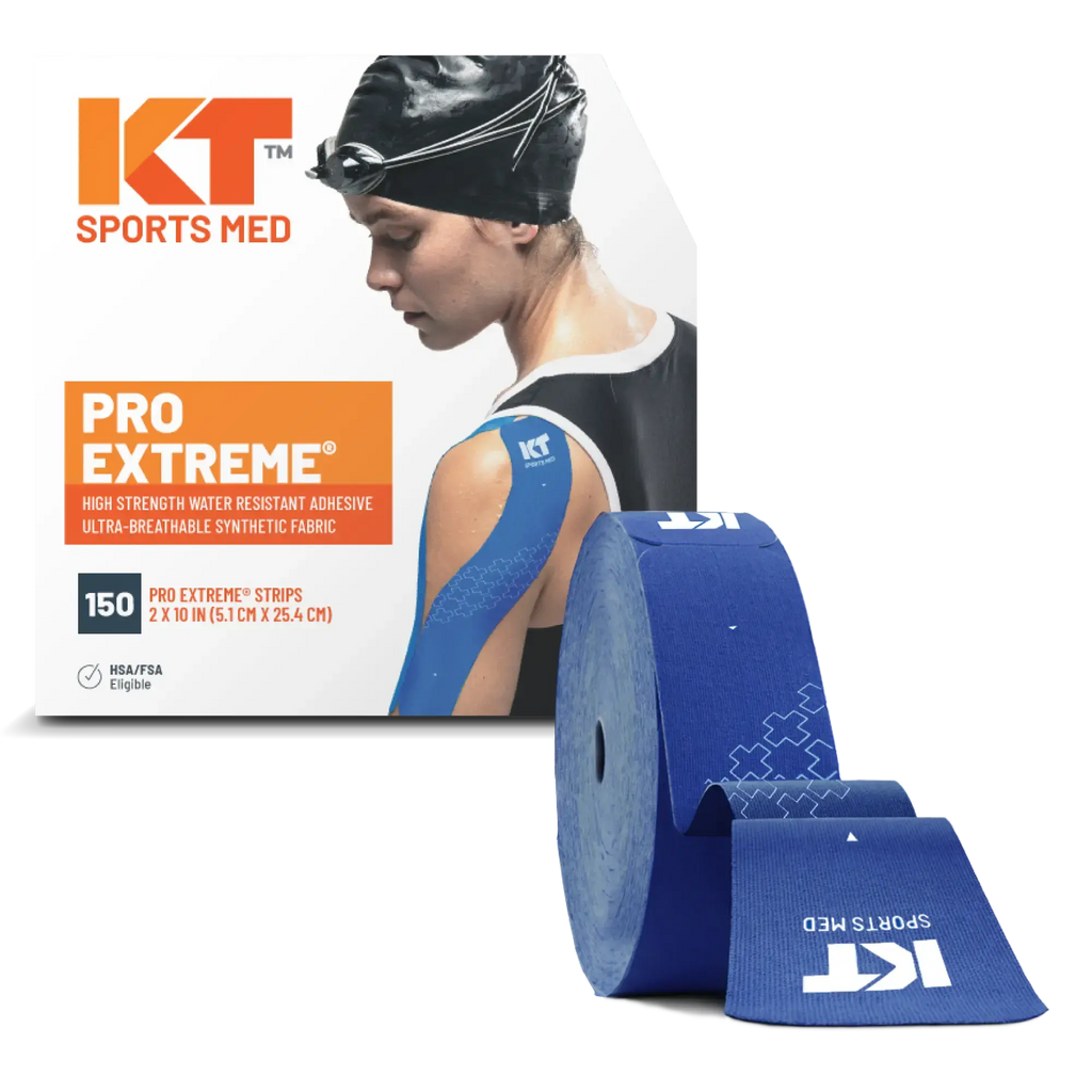 KT Tape Pro Extreme maximum strength kinesiology tape in Sonic Blue – 150 precut 10 inch strips for intense athletic support#color_sonic-blue