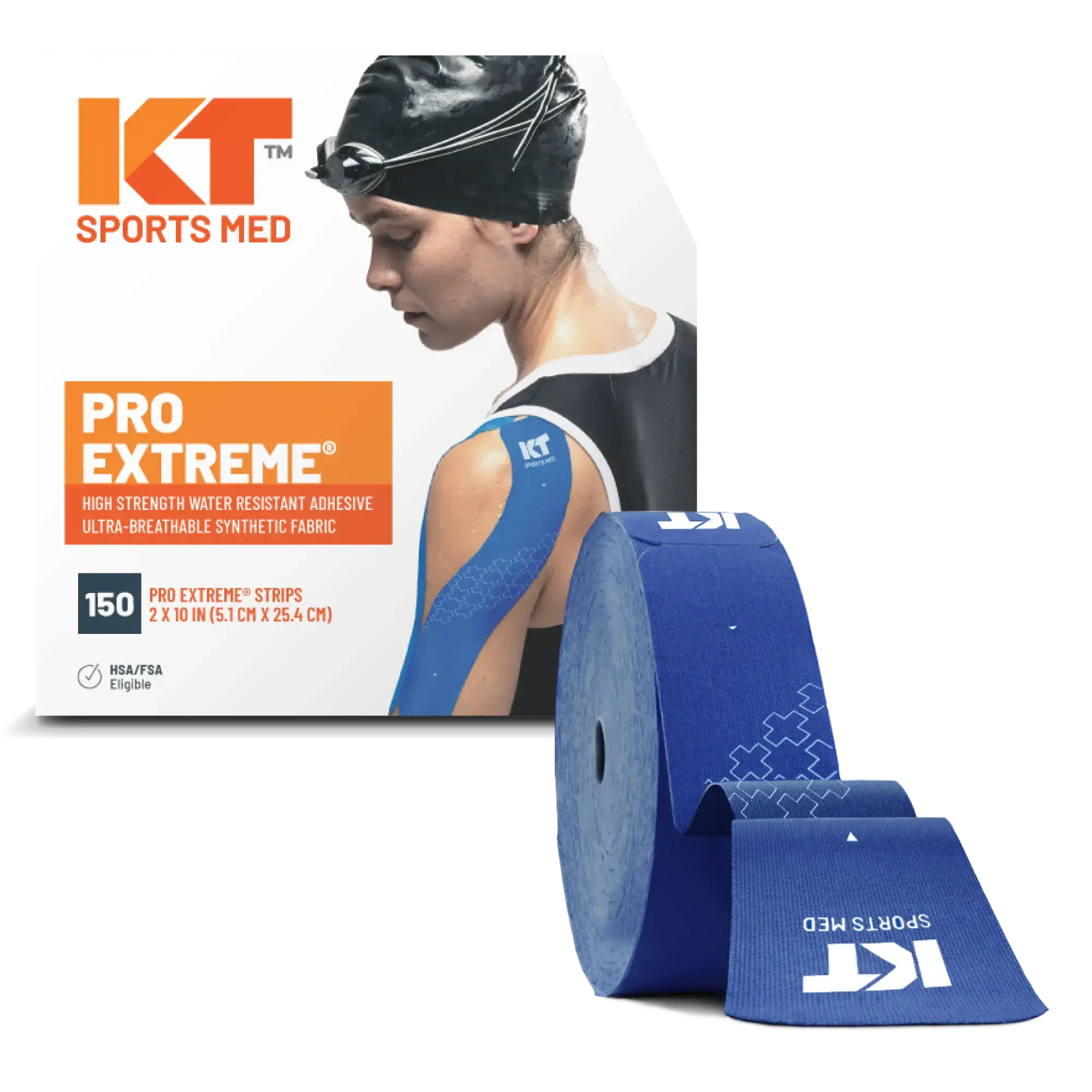 KT Tape Pro Extreme maximum strength kinesiology tape in Sonic Blue – 150 precut 10 inch strips for intense athletic support#color_sonic-blue