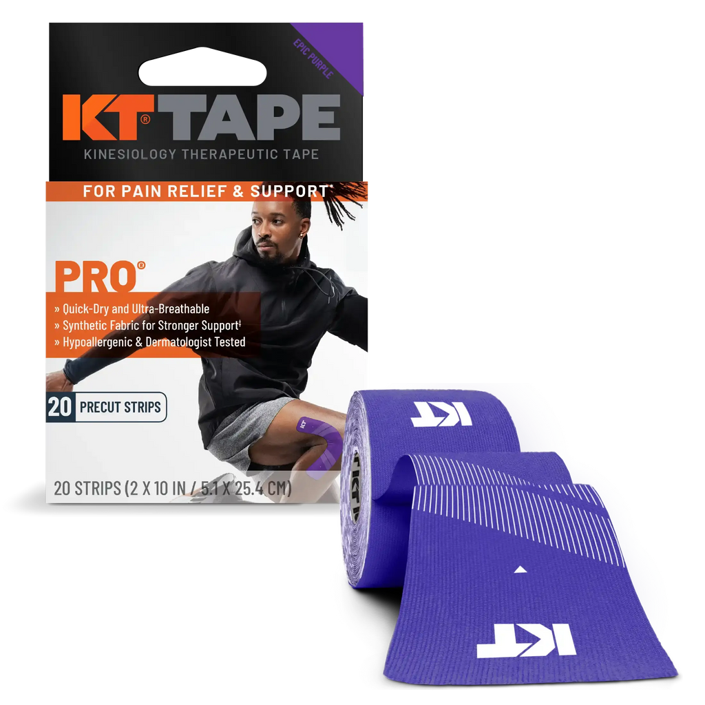 KT Tape Pro water-resistant synthetic kinesiology tape in Epic Purple - 20 precut strips for muscle support and pain relief#color_epic-purple
