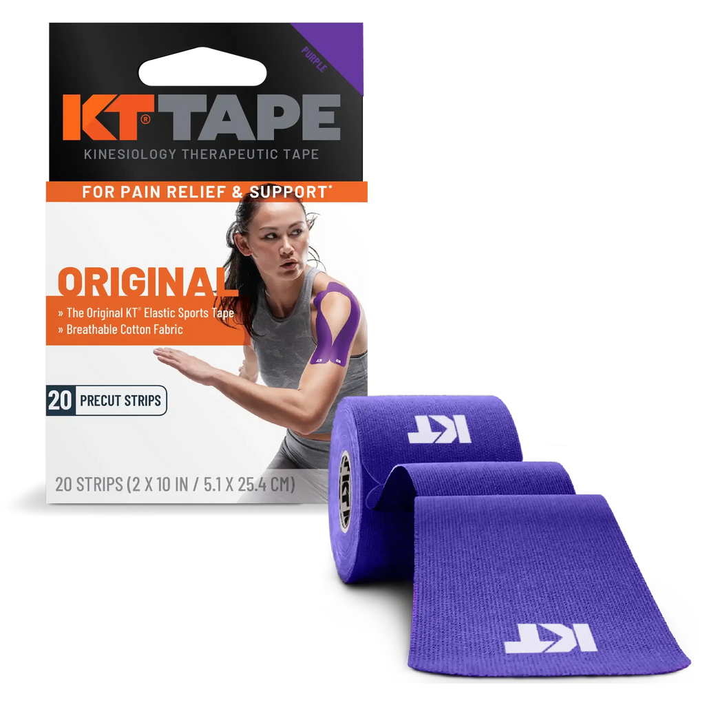 KT Tape Original Cotton kinesiology tape in Purple - 20 precut strips for joint and muscle support#color_purple