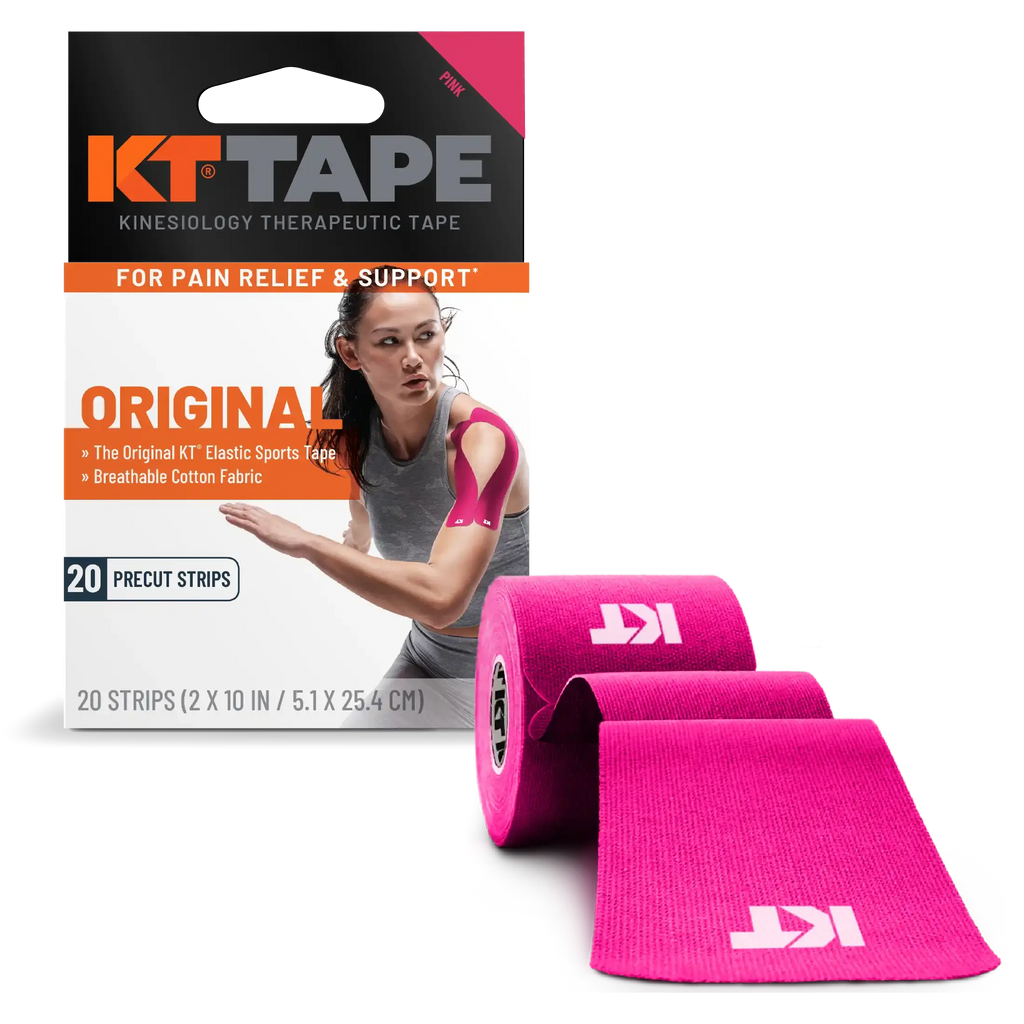 KT Tape Original Cotton kinesiology tape in Pink - 20 precut strips for joint and muscle support#color_pink