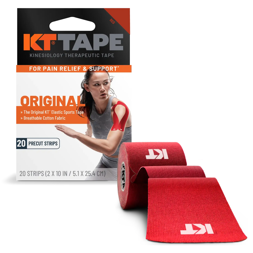 KT Tape Original Cotton kinesiology tape in Red - 20 precut strips for joint and muscle support#color_red