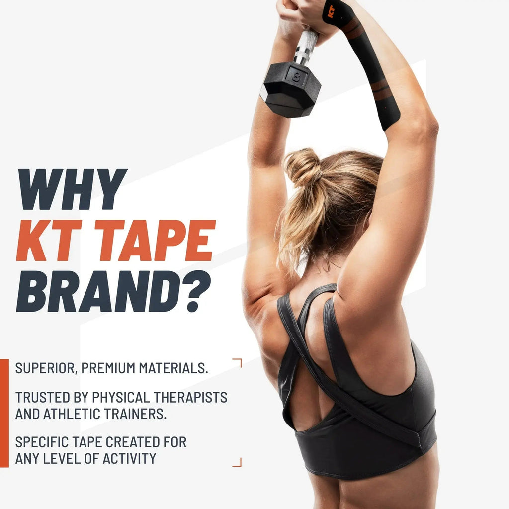 KT Tape Pro water-resistant synthetic kinesiology tape in - 20 precut strips for muscle support and pain relief