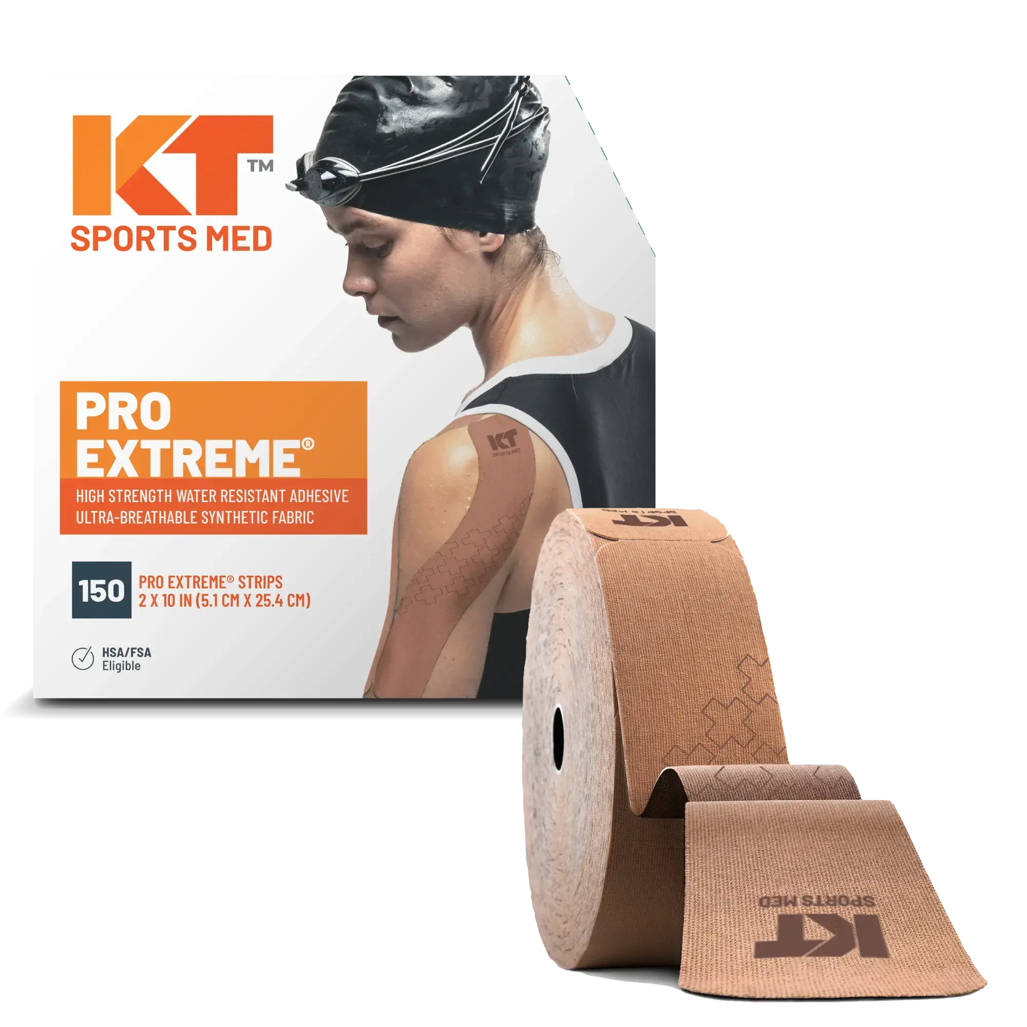 KT Tape Pro Extreme maximum strength kinesiology tape in Titan Tan – 150 precut 10 inch strips for intense athletic support#color_titan-tan