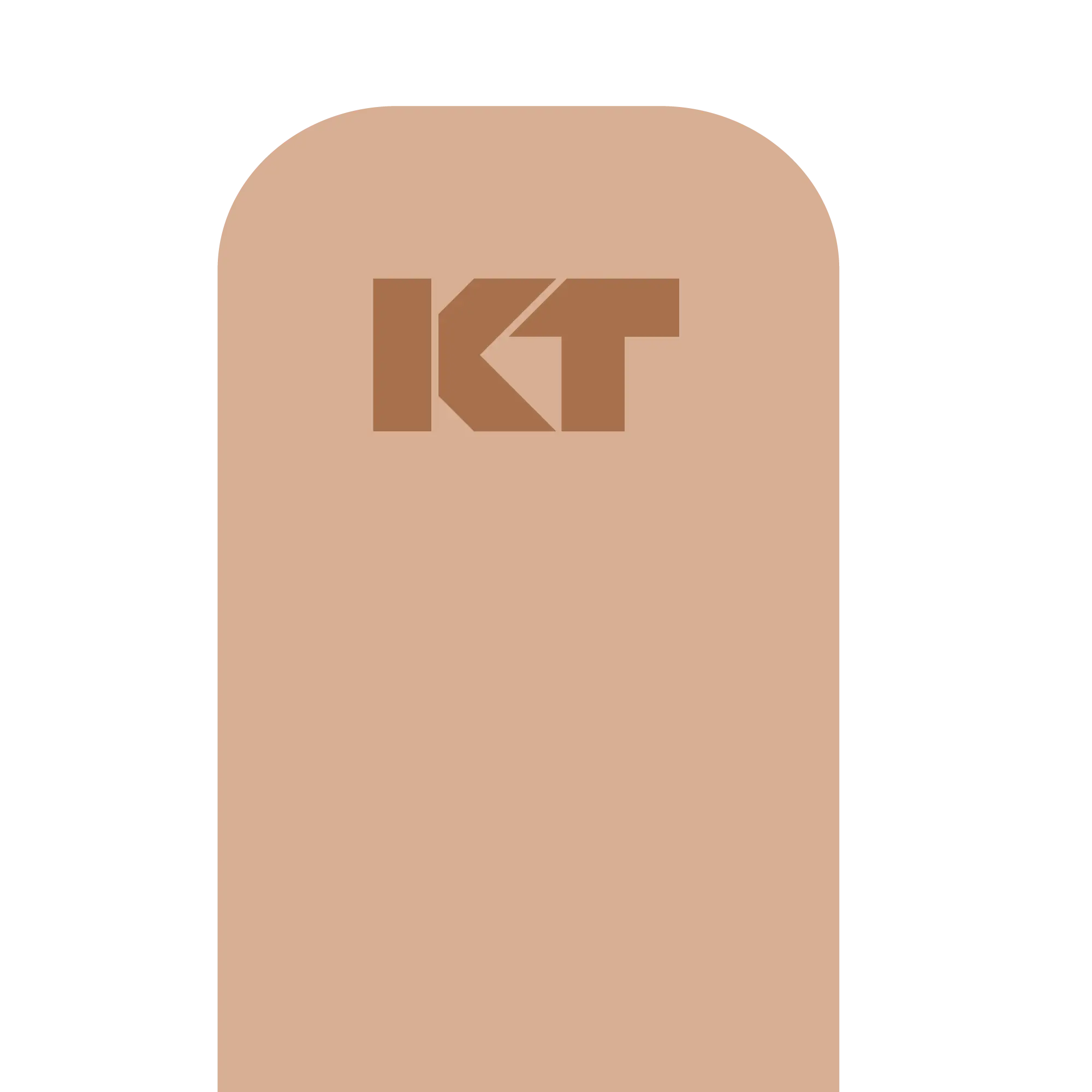 Beige rectangular bandage with 'KT' logo on a white background