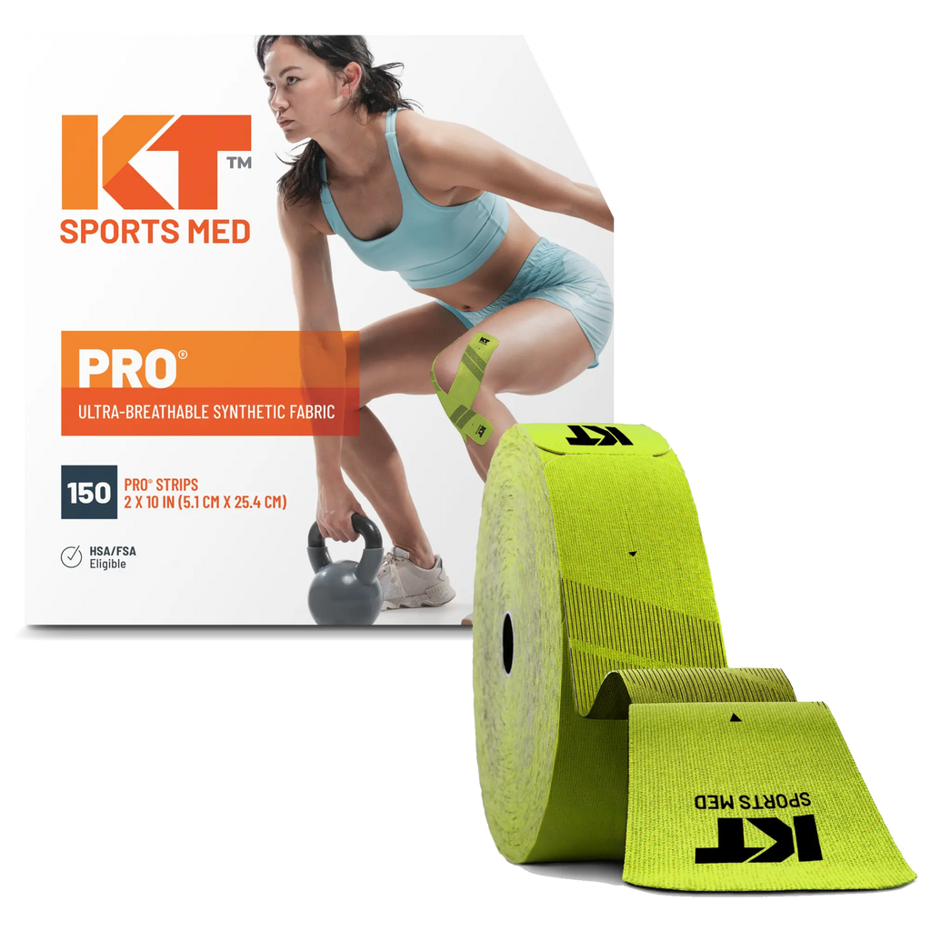 KT Tape Pro synthetic water-resistant kinesiology tape in Winner Green – 150 precut 10 inch strips for muscle and joint support#color_winner-green